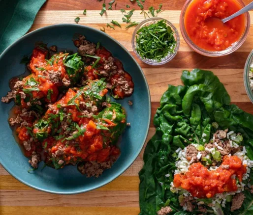 Czech Stuffed Chard Rolls with Ground Beef and Rice